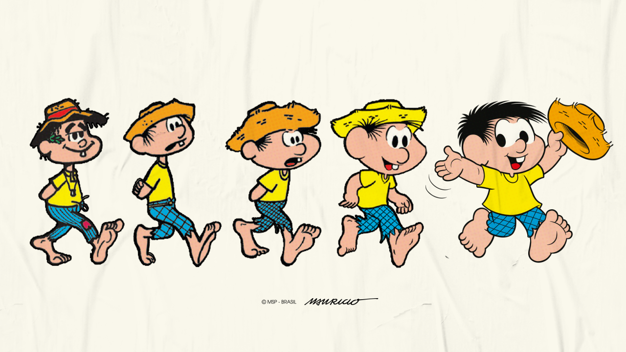 Imagem da evolução do Chico Bento ao longo dos anos