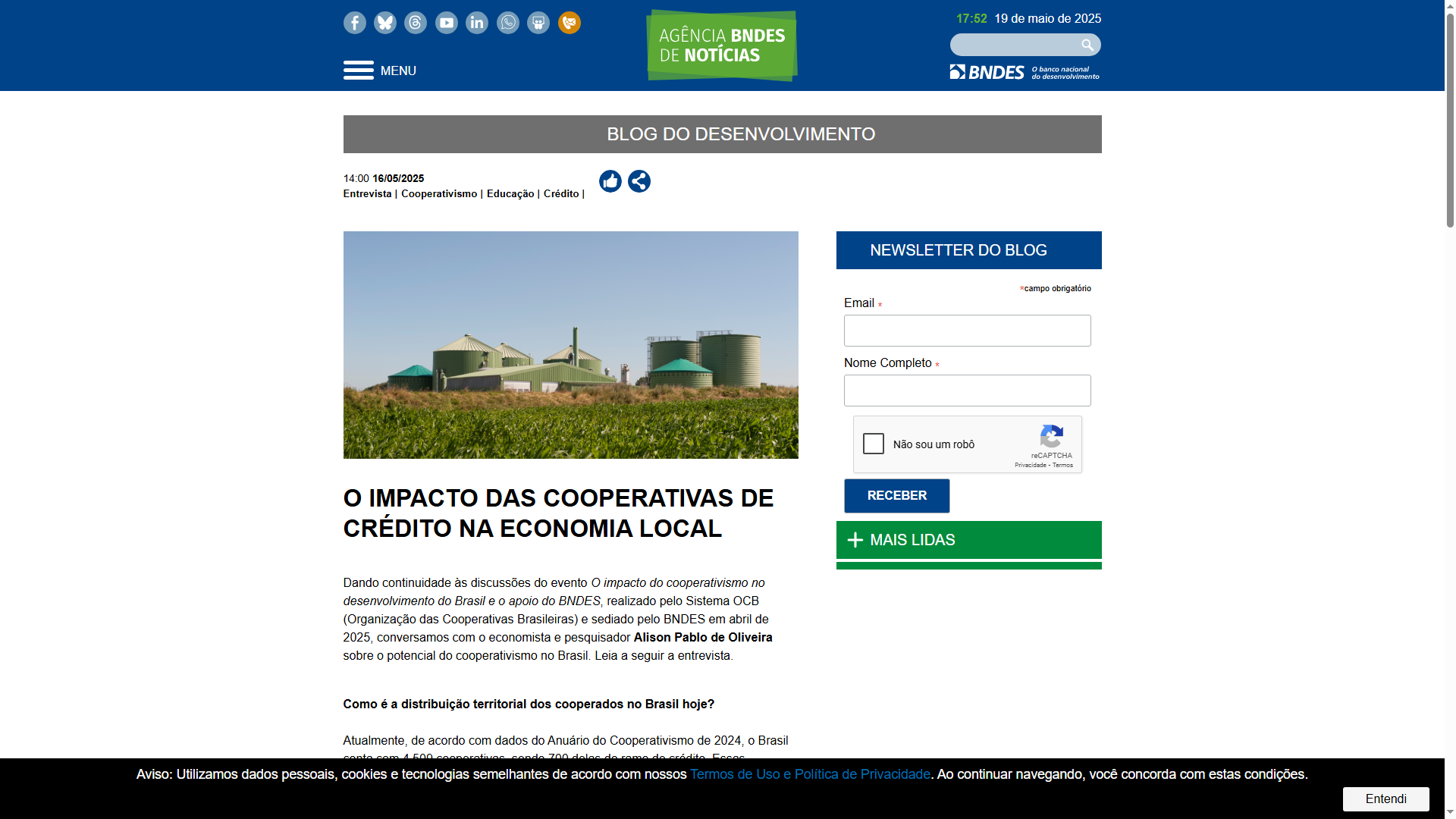 BNDES destaca impactos do cooperativismo de crédito  
